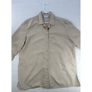 Jaclyn Smith Women Button Down Short Sleeve Shirt Brown Size XL